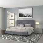 Flash Furniture Roxbury King Size Tufted Upholstered Platform Bed - Light Grey Fabric-Platform Bed