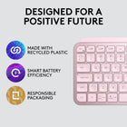 Logitech MX Keys Mini Minimalist Wireless Illuminated Keyboard - USB-C - Rose-Mini Size, Mighty Powerful: A layout designed for effortless precision, with a minimalist form for an ergonomic keyboard that's portable and can travel wherever you get work done