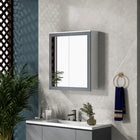 Kleankin Wall Mount Bathroom Mirror Cabinet with Two Doors - White-Mirrored doors to see easily when getting ready