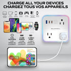 Bell+Howell 3-Outlet LED Power Station Surge Protector with 1 USB-A and 2 USB-C - 6' Cord-Sleek design with 72-inch power cord and 45-degree flat power plug