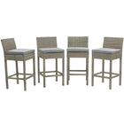 Modway Conduit Outdoor Patio Wicker Rattan Bar Stool - Light Gray Gray - Set of 4-Modern Outdoor Bar Stool