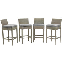 Modway Conduit Outdoor Patio Wicker Rattan Bar Stool - Light Gray Gray - Set of 4-Modern Outdoor Bar Stool