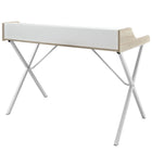 Modway Bin 47" Office Desk - Oak-Powder-coated white metal legs