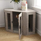 PawHut 41" Corner Dog Crate Furniture with Cushion - Grey-Enhances stylish decor 