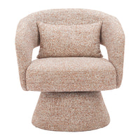 Zuo Liva Swivel Chair - Frosty Brown-Shearling style fabric