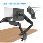 ShoppingAll 2-in-1 Adjustable Dual Gas Spring Arm Laptop & Monitor Desk Mount Stand - Black-This fully adjustable desk mount can be fixed by a C-clamp or grommet installation on any working surface