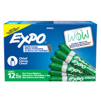 Expo Low Odour Dry-Erase Markers - Chisel Tip - Green - 12 Pack-Dry-erase markers for writing and drawing