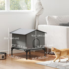 PawHut Outdoor Cat House, Waterproof Insulated with Elevated Base - Grey-Spacious inside with a soft pad for added comfort
