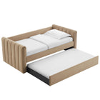 Modway Veyla Channel Tufted Performance Velvet Twin Daybed with Trundle - Taupe-No Box Springs Required