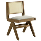 Modway Thera Vegan Leather and Cane Dining Side Chairs - Weathered Oak/Stone - 2 Pack-Assembly Required