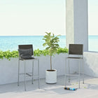 Modway Shore Outdoor Patio Aluminum Armless Bar Stool - Silver Gray - Set of 2-Plastic Wood Accent Paneling