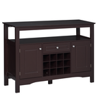 HOMCOM 46" Sideboard Buffet Cabinet with Built-in Wine Rack & Drawer - Espresso-It has a spacious countertop, an open shelf, a utility drawer, and two cabinets with doors that offer plenty of space to store your utensils and supplies