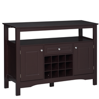 HOMCOM 46" Sideboard Buffet Cabinet with Built-in Wine Rack & Drawer - Espresso-It has a spacious countertop, an open shelf, a utility drawer, and two cabinets with doors that offer plenty of space to store your utensils and supplies