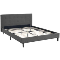 Modway Linnea Fabric Queen Bed - Grey-Platform Bed Frame With Headboard