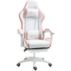 Vinsetto Computer Gaming Chair with Footrest and Swivel Wheels - White-135° reclining back