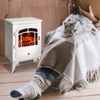 HOMCOM 16" 750/1500W Freestanding Electric Fireplace Heater - White-Quiet and fan-forced heater with two adjustable settings for even heat distribution (within 40 decibels)  