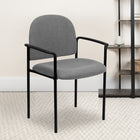 Flash Furniture Comfort Stackable Steel Side Reception Chair with Arms - Grey Fabric-CA117 Fire Retardant Foam