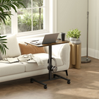 HOMCOM 28" Pneumatic Height Adjustable Standing Desk with Wheels - Rustic Brown-Versatile as a laptop table, or as an overbed table or sofa desk