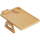 HOMCOM Couch Arm Tray with 360° Rotating Phone Holder - Natural Wood-Instantly creates a 13" W x 9.1" D side table, keeping your essentials within reach