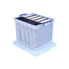 Really Useful Box Storage Box - 31L - Clear-Lid fastens in place with snap lock handles attached to the box itself for secure, reliable and tight closure
