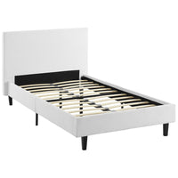 Modway Anya Fabric Twin Bed - White-Platform Bed Frame With Headboard