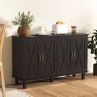 HOMCOM Farmhouse 47.2" L Sideboard Buffet Cabinet with 4 Barn Doors - Black-Stay organized and clutter-free with four storage compartments
