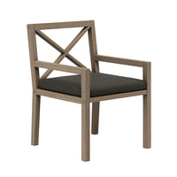 Modway Northlake Outdoor Teak Dining Armchair - Flint Grey-Sturdy Teak Wood Construction