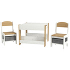 Qaba Kids Table and Chair 3-Piece Set with Reversible Tabletop - Nature Wood-Includes 2 chairs, 1 table, suitable for nurseries and playrooms 