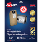 Avery White Rectangle Labels with TrueBlock, 2" x 4", for Laser/Inkjet Printer, 250 Pack (5263)-2" x 4", White