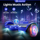 Gyrocopters PRIME Hoverboard for Kids - 15 km/h Speed ​​ - 300 W - 6.5" - LED Wheels - Bluetooth Speaker - Blue-Smart Features and Integrated Entertainment with built-in Bluetooth speakers that sync your favourite music directly to your ride
