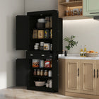 HOMCOM 72" H Tall Kitchen Pantry Cabinet with Drawer - Black Wood Grain-Its large drawer and 6-tier design provide ample storage space 