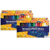 Creativity Street Glide-On Tempera Paint Sticks - 12 Assorted Primary Colors - 5 grams - 2 Packs of 12-Glide-On Tempera Paint Sticks are fun and easy to use to create beautiful works of art