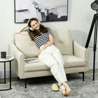 HOMCOM 2 Seater Loveseat Sofa with Button Tufted Back - Cream White-Velvet-feel fabric combine the stylish and comfot