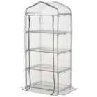 Outsunny 28" x 20" x 63" Portable Greenhouse with 4 Tier Shelves - White- High-quality steel tube and PE mesh  with solid, strong, and durable construction
 