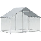 PawHut Metal Walk-in Chicken Run with Cover - 118.1" W x 66.9" D x 74.8" H-Chicken run with a 55 sq.ft. (5.1 m²) area accommodates 5 to 8 hens for plenty of space 