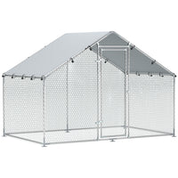 PawHut Metal Walk-in Chicken Run with Cover - 118.1" W x 66.9" D x 74.8" H-Chicken run with a 55 sq.ft. (5.1 m²) area accommodates 5 to 8 hens for plenty of space 