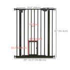 PawHut 36" Pet Gate with Walk Through Door - Black-Solid sprayed steel frame with a lead-free treated surface for security
