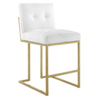 Modway Privy Upholstered Fabric Counter Stool - Gold White - Set of 2-Elegant Biscuit Tufting