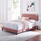 Modway Celine Channel Tufted Performance Velvet Twin Bed - Dusty Rose-Assembly Required
