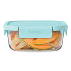 Bentgo Glass Leak-Proof Glass Food Storage - 1112 mL - Soft Aqua-Made with superior-grade borosilicate glass that is thermal shock-resistant so you can freeze and heat the containers with confidence