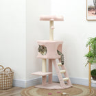 PawHut 47" Cat Tree Tower with Condo and Scratching Posts - Ball-MDF board built with a bottom base to keep upright and stable 