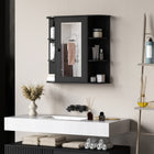 HOMCOM Wall Mount Medicine Cabinet with Mirror - Black-painted bathroom cabinet is water-resistant and matches seamlessly with almost any style 