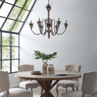 Modway Bountiful Vintage French Pendant Ceiling Light Candelabra Chandelier - Brown-Distressed Solid Wood Frame