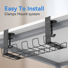 ShoppingAll Under Desk Cable Organizer Tray Wire Management Rack with 10 Cable Ties - Black - 4 Pack-ADJUSTABLE DESIGN: The tray's clamp opens to 3.5cm wide allowing it to fit securely onto a variety of desk styles and thicknesses without needing to measure first.