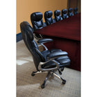 Staples Osgood Bonded Leather High-Back Manager's Chair - Black-Resilient bonded leather seating surfaces with contrast stitching and silver accents for versatile style