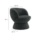 Modway Vesta Chenille Fabric Upholstered Swivel Chair - Carbon Black-360º Swivel
