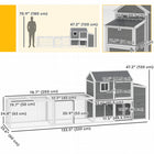 PawHut Large Chicken Coop, 134" L Wooden Chicken House with Run - Grey-Features a convenient pull-out tray, making daily cleaning quick and effortless