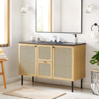 Modway Chaucer 48" Single Sink Bathroom Vanity - Oak/Black-Metal Cabinet Knobs