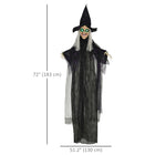HOMCOM Witch Prop with Light Up Eyes Halloween Decoration-Creepy speaking voice enhances spooky atmosphere 