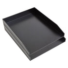 TRU RED Front Load Stackable Plastic Letter Tray - Black-Tray measures 12.24"L x 9.8"W x 1.75"H and holds up to letter sized paper